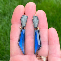Chatoyant Grey Quartz and Labradorite Earrings